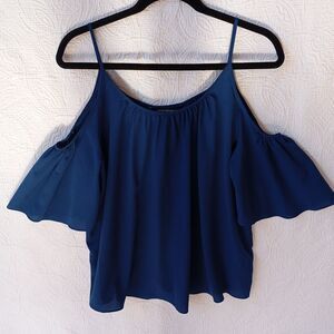 FRENCH CONNECTION Blouse With Off-Shoulder Sleeves Blue Size M